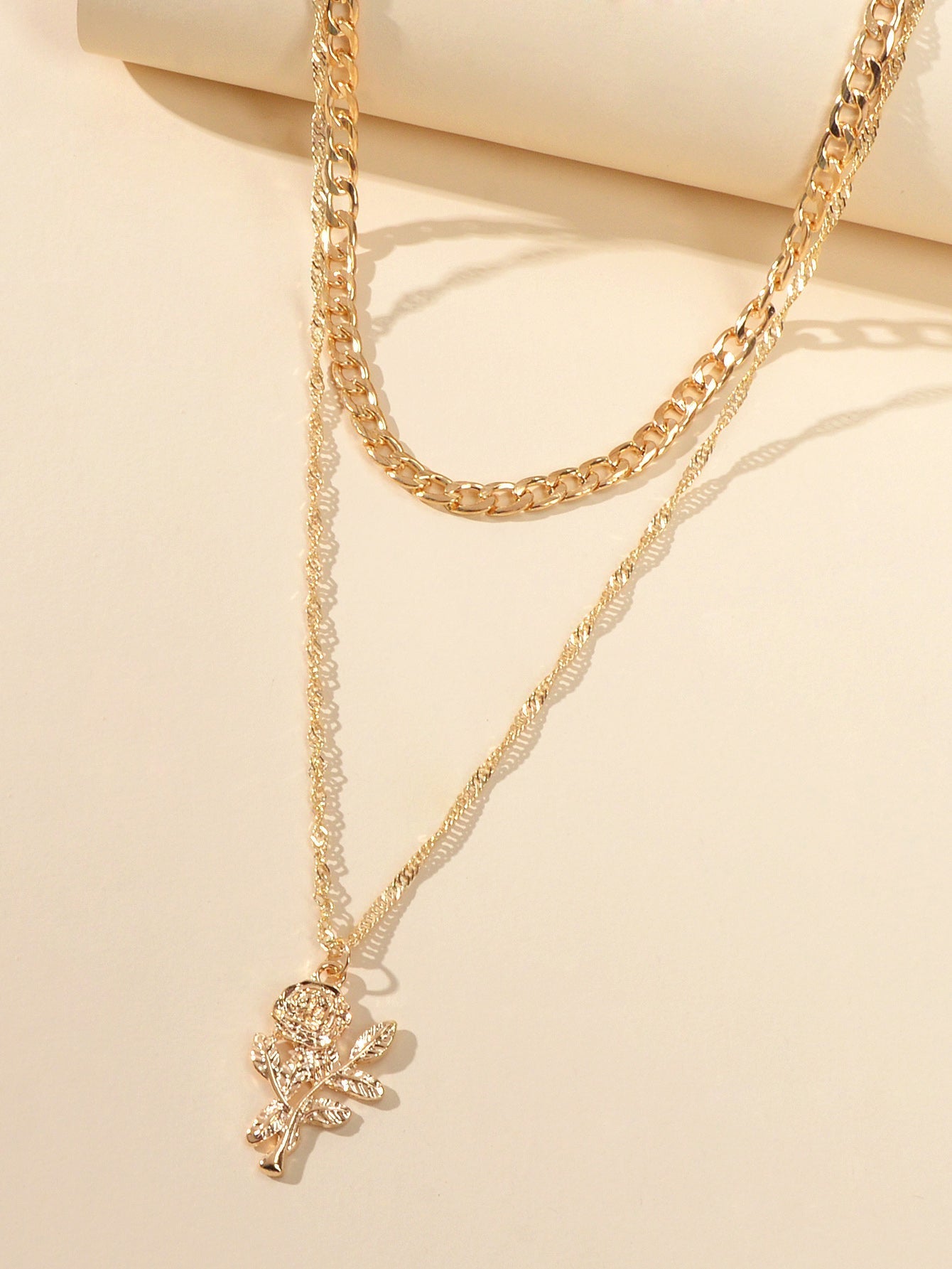 Female Jewelry Double layer Gold Chain Flower Pendant Necklace Women Accessories - UrbanNest Co