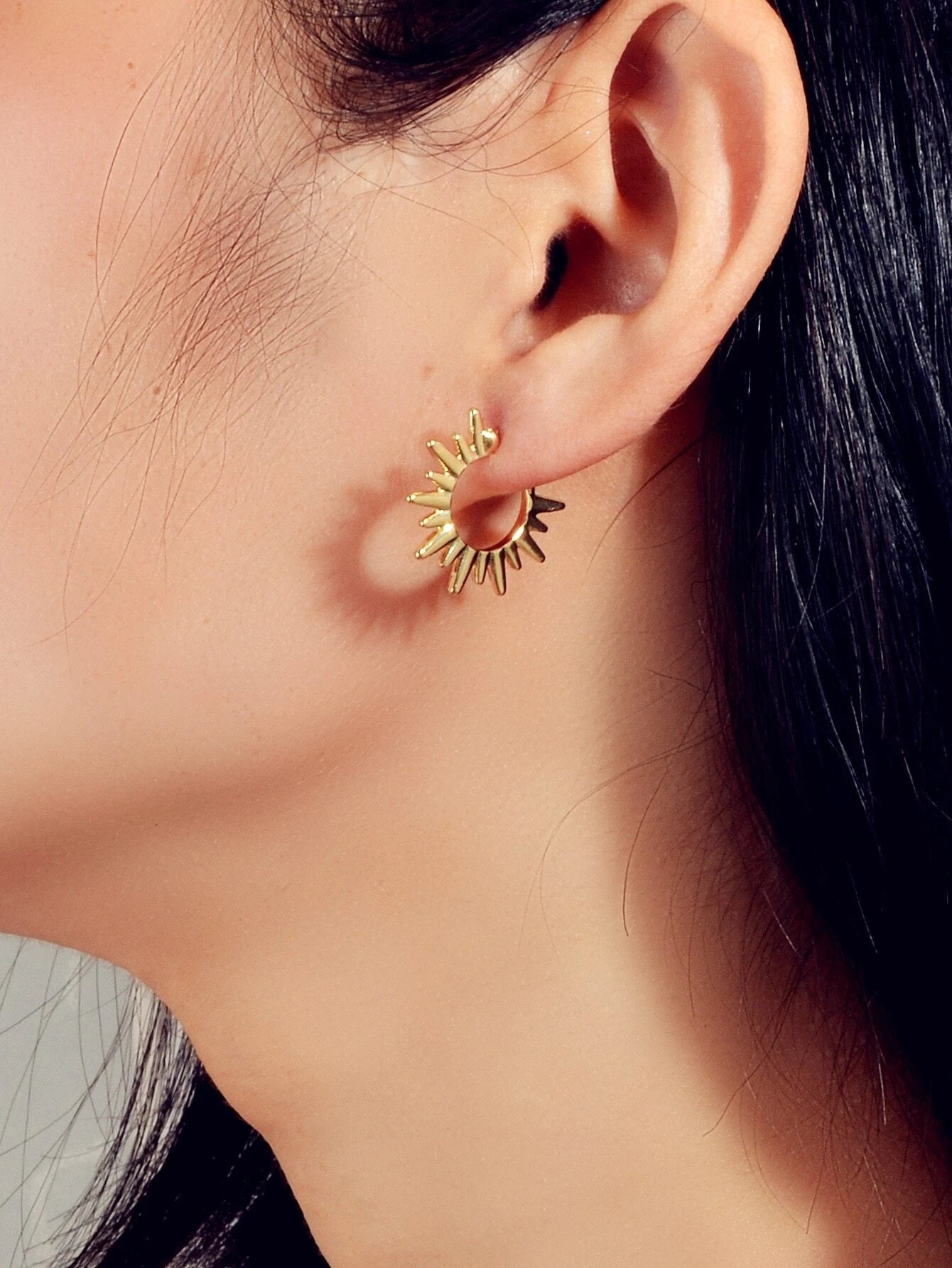 Punk Jewellery Gold Metal Spike Small Hoop Earrings Women Party Accessories Gift - UrbanNest Co
