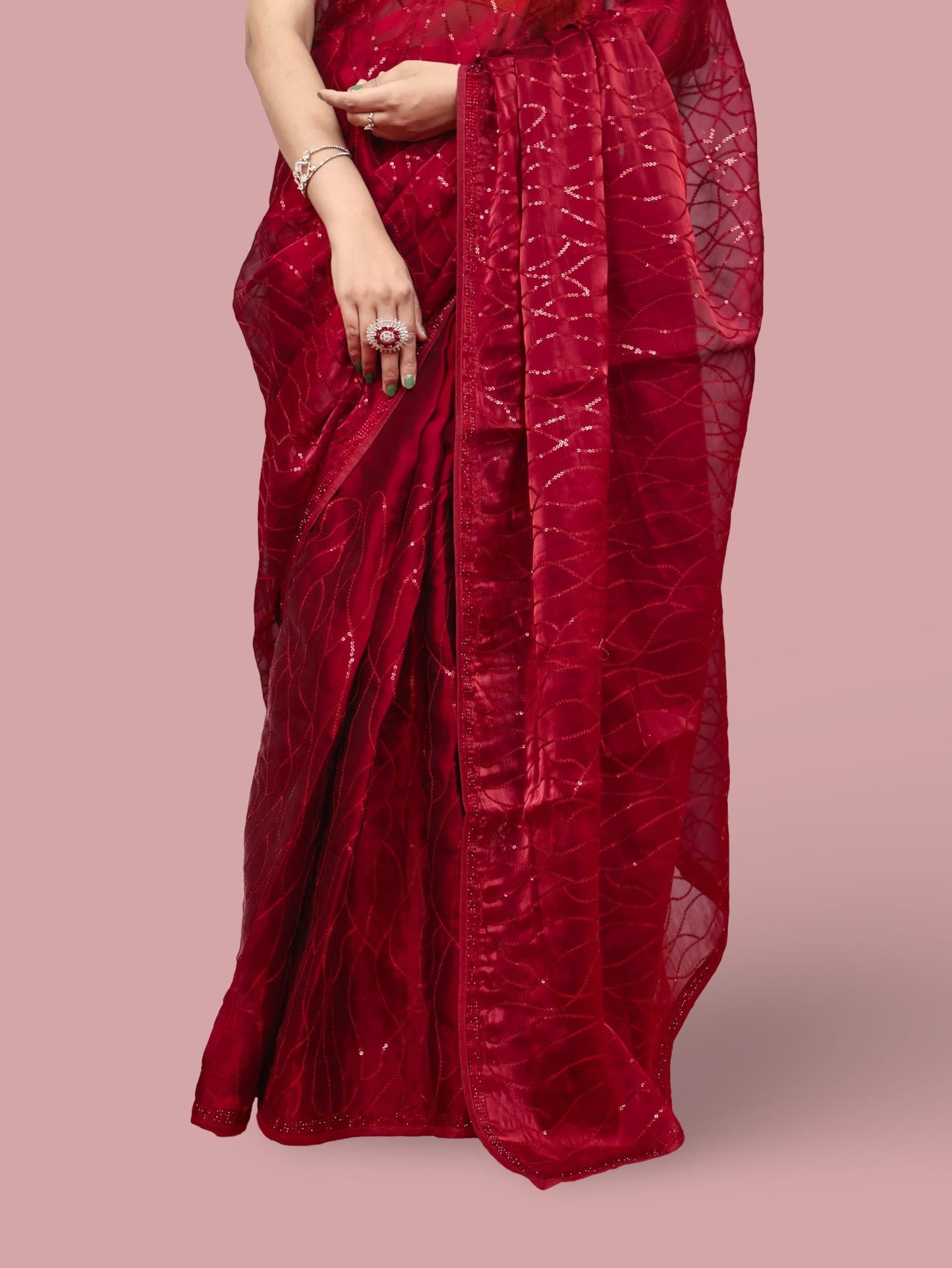 Designer Saree with Heavy Sequin & Stone Work by Shreekama - UrbanNest Co