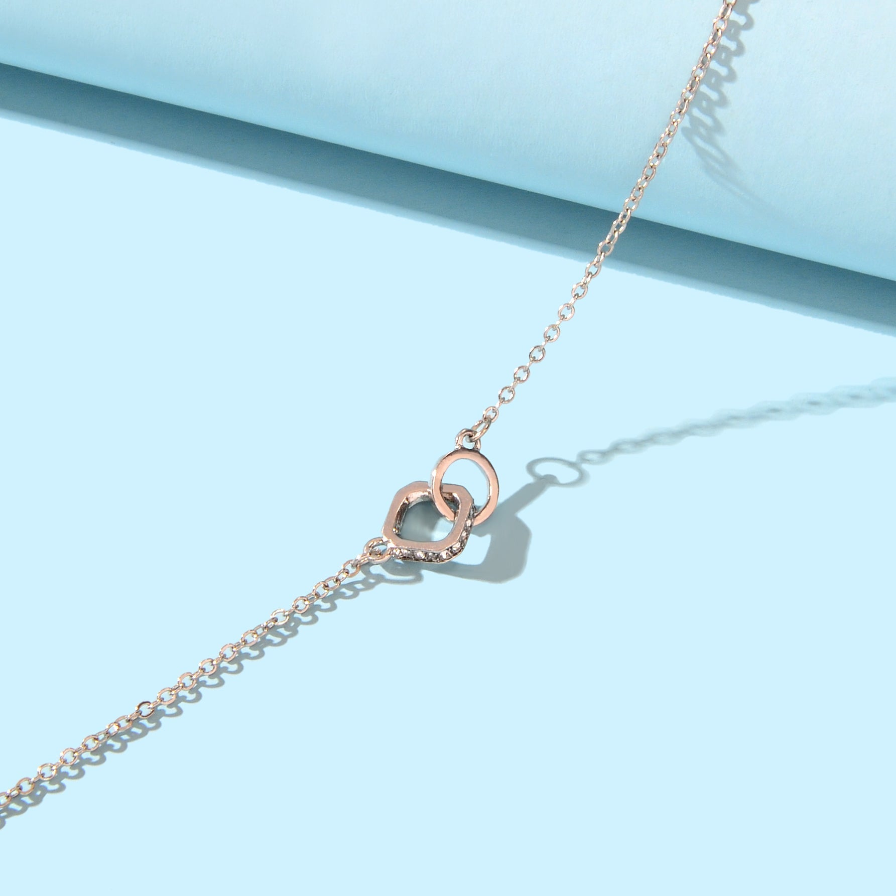 Trendy Jewelry Rhinestone Square Circle Silver Chain Bracelets for Wedding Party - UrbanNest Co