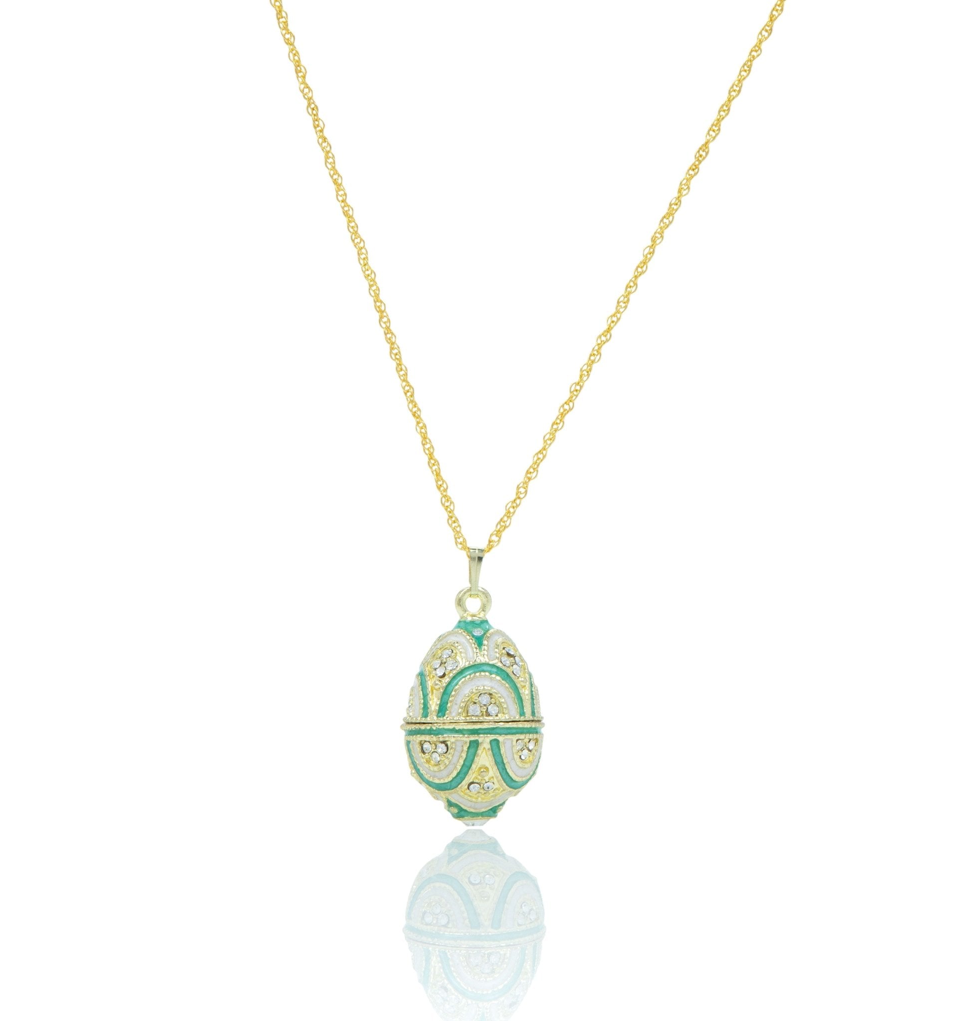 Gold & Light Blue Egg Pendant Necklace - UrbanNest Co