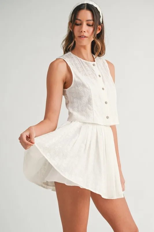 MABLE Eyelet Lace Top and Mini Skirt Set - UrbanNest Co