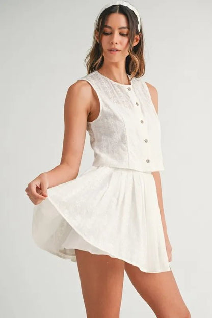 MABLE Eyelet Lace Top and Mini Skirt Set - UrbanNest Co