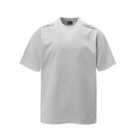Shoulder Embroidery Short Sleeve T-Shirt Unisex Loose Slim Fit Casual Trendy Basic Top - UrbanNest Co