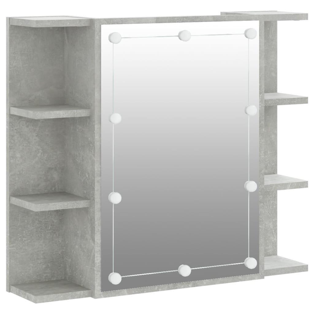 NNEVL Mirror Cabinet with LED Concrete Grey 70x16.5x60 cm - UrbanNest Co