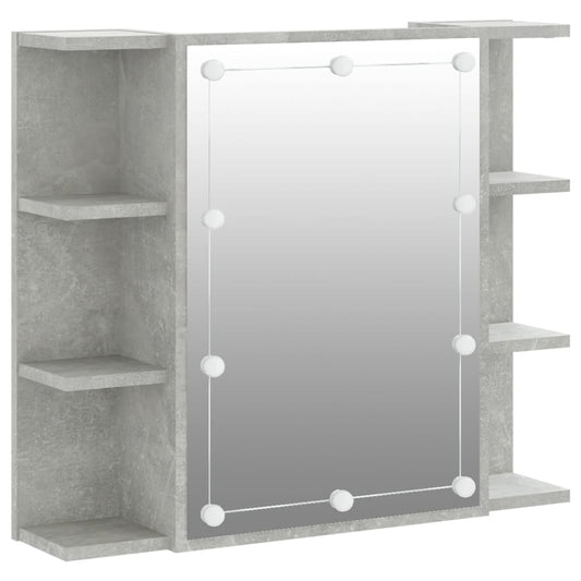 NNEVL Mirror Cabinet with LED Concrete Grey 70x16.5x60 cm - UrbanNest Co