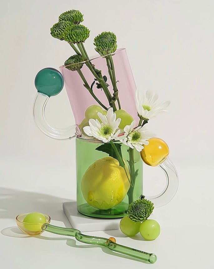 Hand Blown Lollipop Mugs - Whimsical Eclectic Dopamine Drinking Glasses for Coffee, Tea & Juice - UrbanNest Co