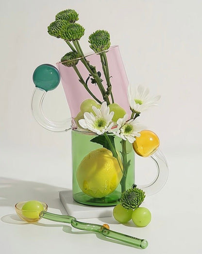 Hand Blown Lollipop Mugs - Whimsical Eclectic Dopamine Drinking Glasses for Coffee, Tea & Juice - UrbanNest Co