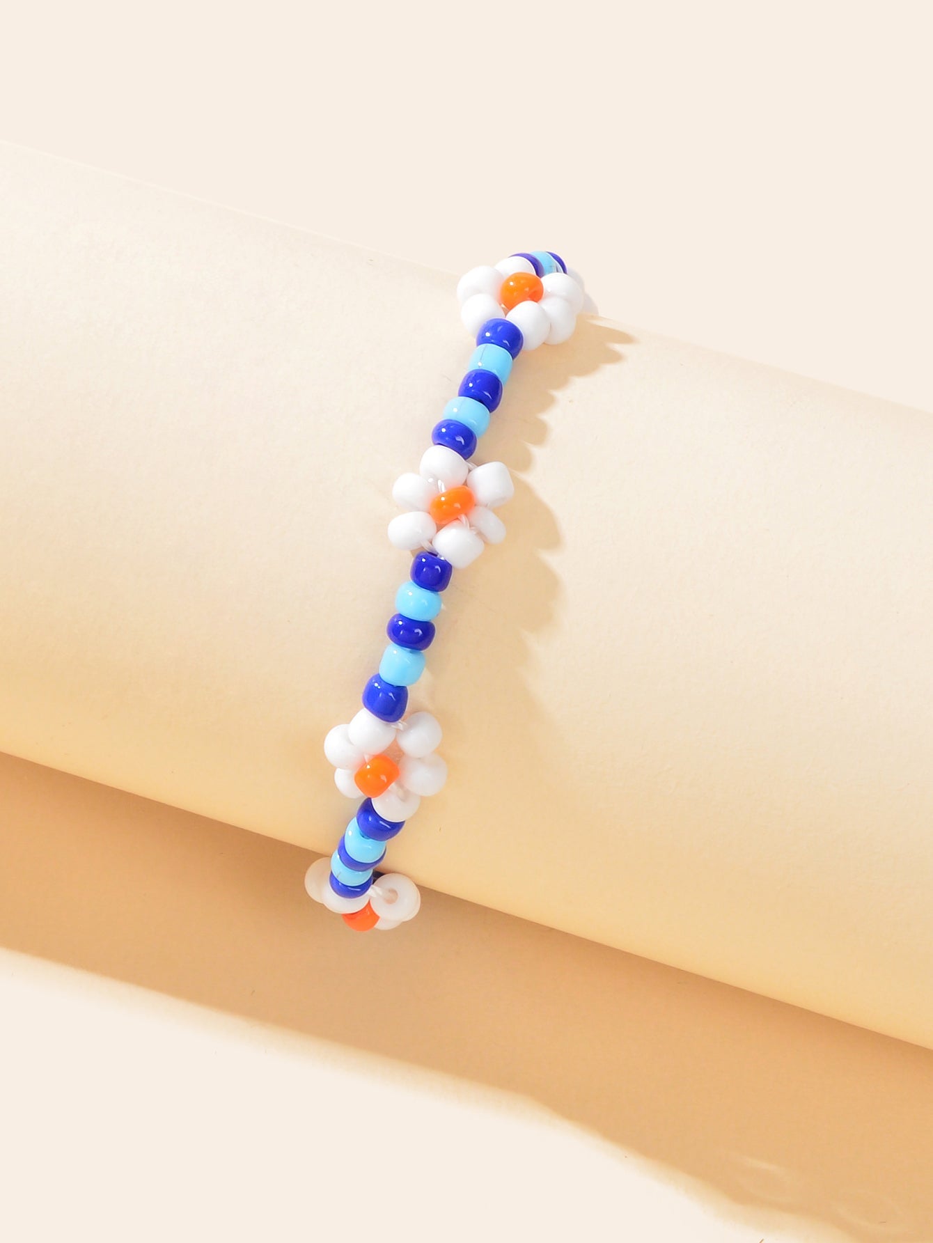 Bohemian Handmade Blue White Beaded Braided Flower Beach Anklet Foot Jewellery - UrbanNest Co