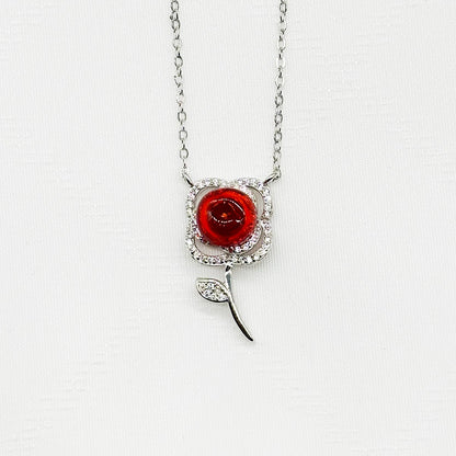Sterling Silver Rose Garden Aroma Necklace - Crimson | Energy & Healing | Diffuse on the go - UrbanNest Co