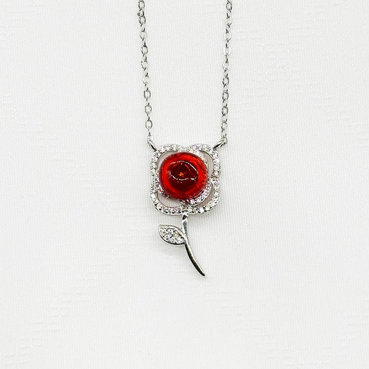 Sterling Silver Rose Garden Aroma Necklace - Crimson | Energy & Healing | Diffuse on the go - UrbanNest Co