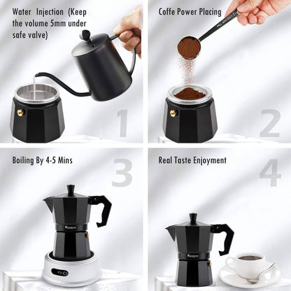 Classic Italian Moka Pot – Stovetop Espresso Maker (3 or 6 Cups) - UrbanNest Co