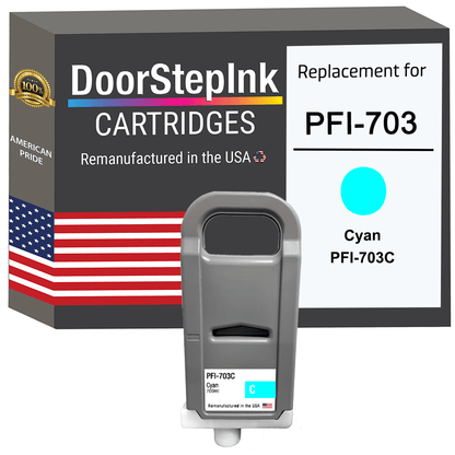 DoorStepInk Brand for Canon PFI - 703 700mL Cyan Remanufactured in the USA Ink Cartridge PFI - 703C - UrbanNest Co