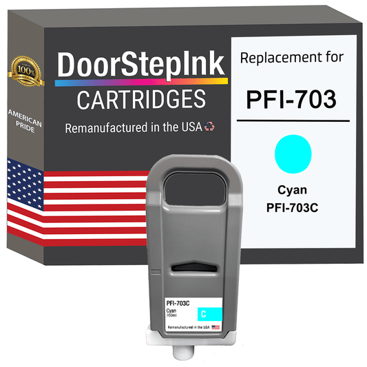 DoorStepInk Brand for Canon PFI - 703 700mL Cyan Remanufactured in the USA Ink Cartridge PFI - 703C - UrbanNest Co