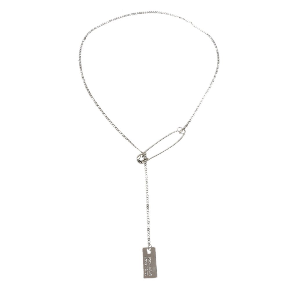 Punk Hip Hop Goth Style Gold Silver Chain Pin Square Pendant Y Lariat Necklace - UrbanNest Co