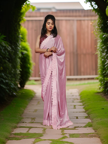 Designer Saree with Heavy Rhinestone & Glitter Work by Shreekama - UrbanNest Co