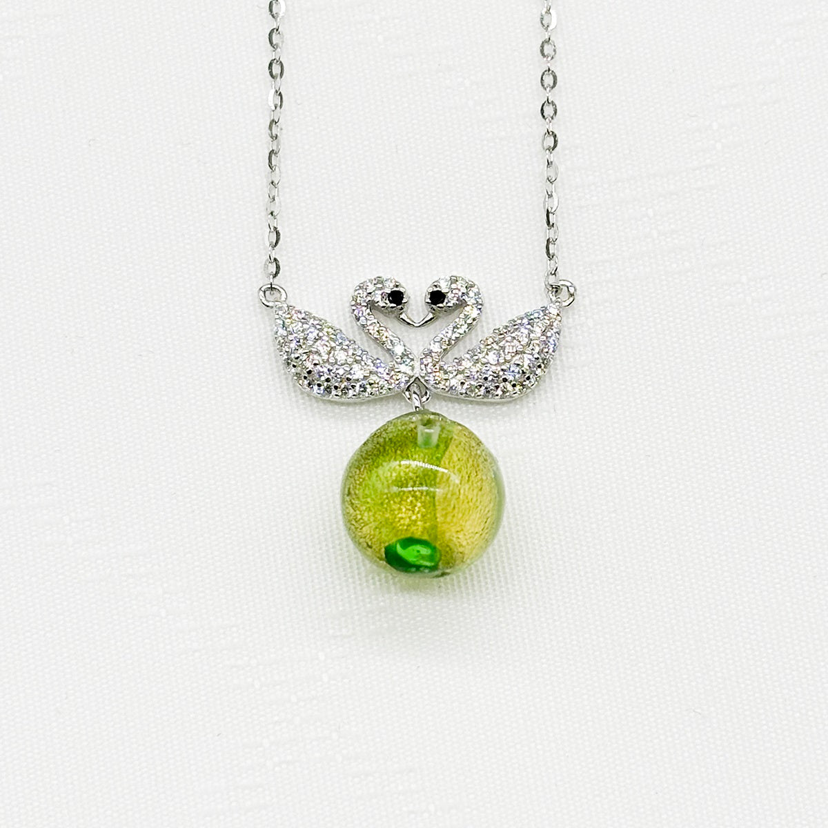 Sterling Silver Twin Swan Aroma Necklace - Gold Green | Energy & Healing | Diffuse on the go - UrbanNest Co