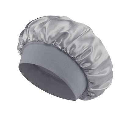Solid Color Bath Cap Adult Fashion Satin Wide Brim Sleep Cap for Women Chemotherapy Hair Care - UrbanNest Co