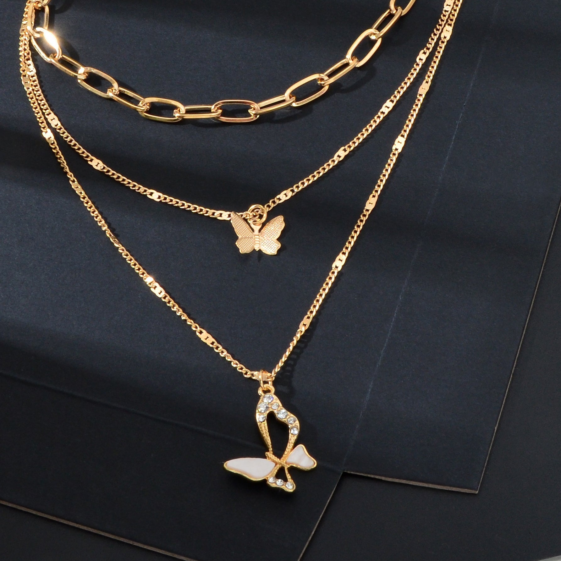 Elegant Golden Layered Chain Butterfly Pendant Necklace for Women Party Social gatherings Jewelry - UrbanNest Co