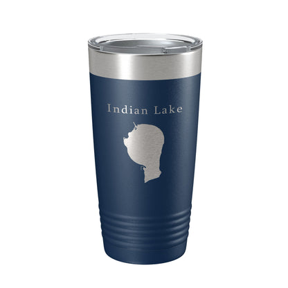 Indian Lake Map Tumbler Travel Mug Insulated Laser Engraved Coffee Cup Silver Creek Township Michigan 20 oz - UrbanNest Co