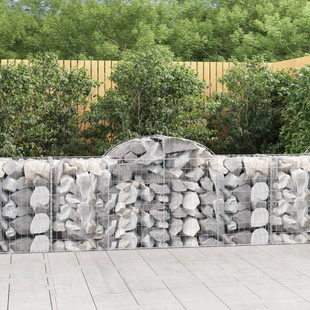 NNEVL Arched Gabion Baskets 3 pcs 200x50x80/100 cm Galvanised Iron - UrbanNest Co