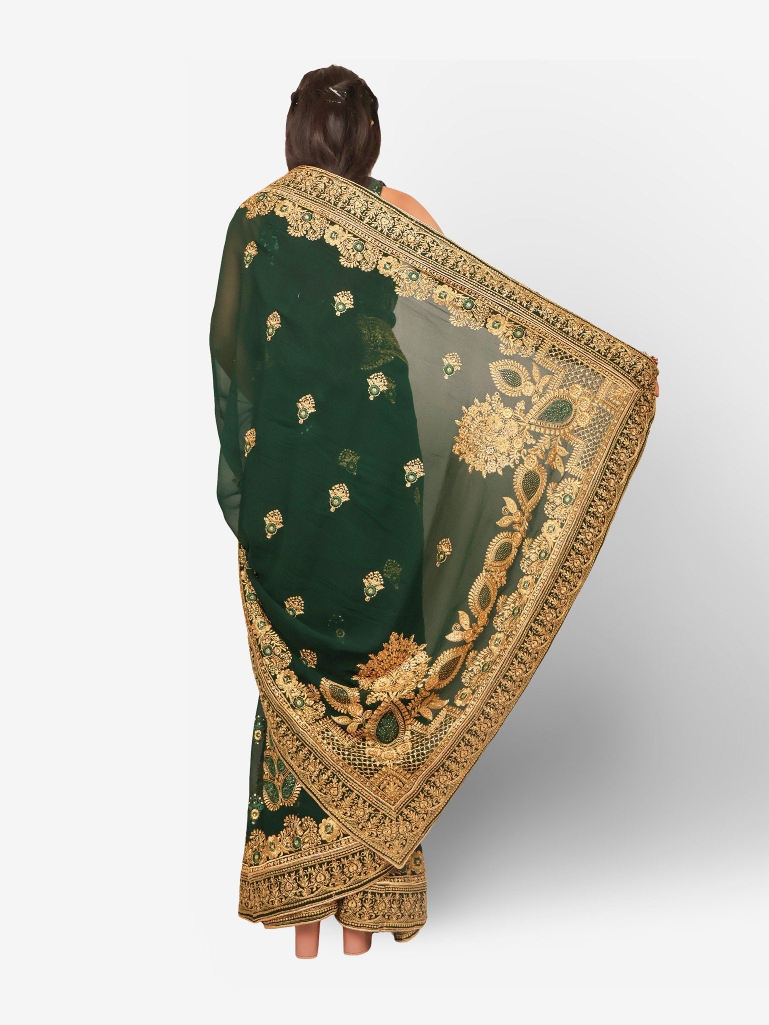 Designer Saree with Embroider & Zari Thread Work by Shreekama - UrbanNest Co