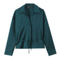 Three color satin thin waistband shirt with belt - UrbanNest Co