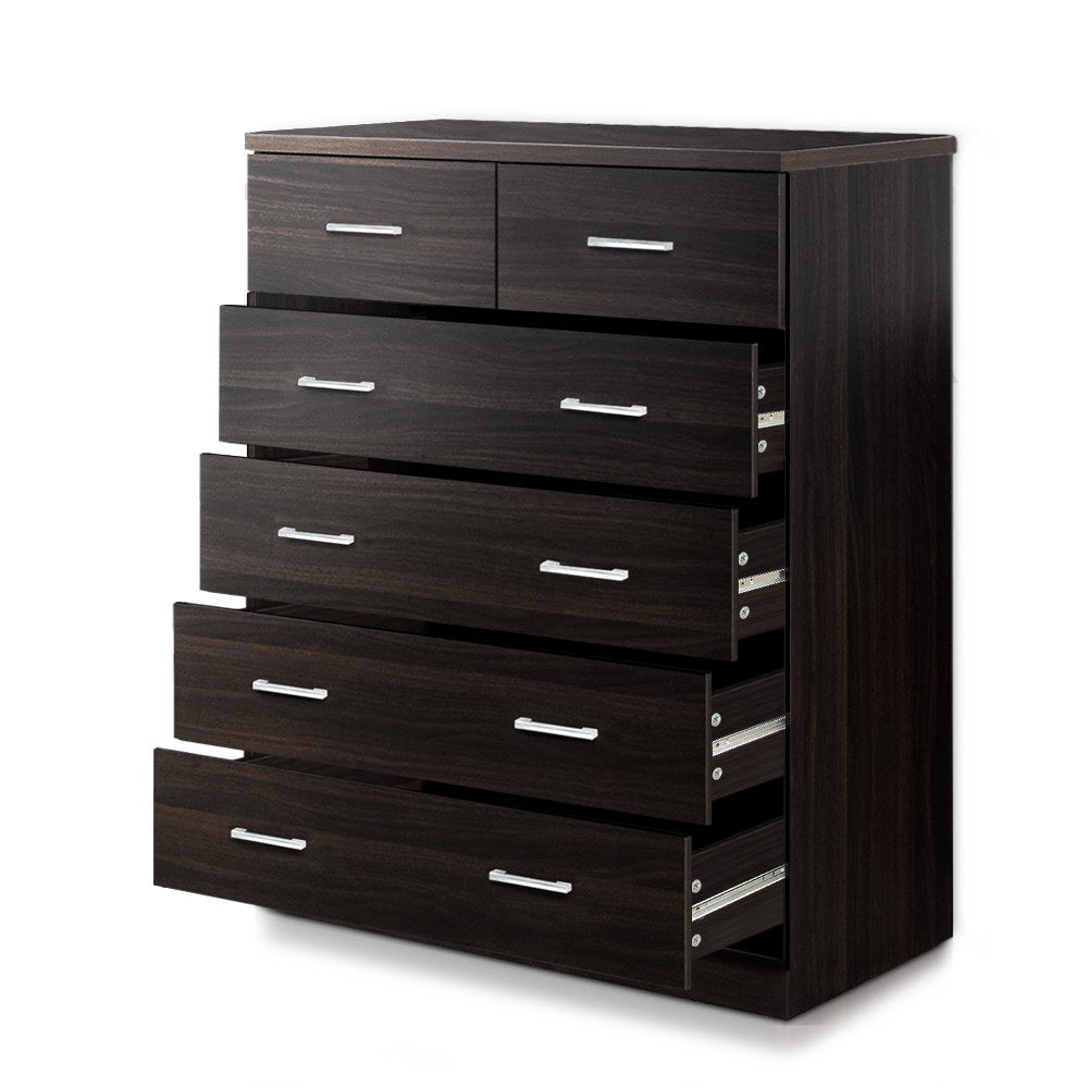 NNEDSZ Tallboy 6 Drawers Storage Cabinet - Walnut - UrbanNest Co