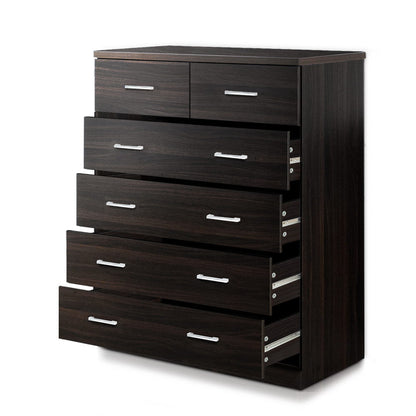 NNEDSZ Tallboy 6 Drawers Storage Cabinet - Walnut - UrbanNest Co