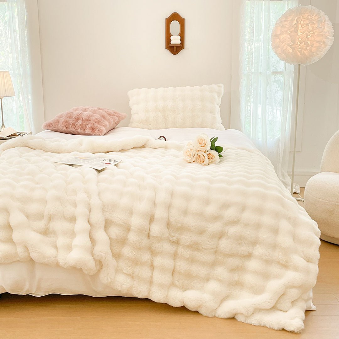 SOGA 200cm Creamy White Fur Fuzzy Super Soft and Cozy Fluffy Throw Blanket - UrbanNest Co
