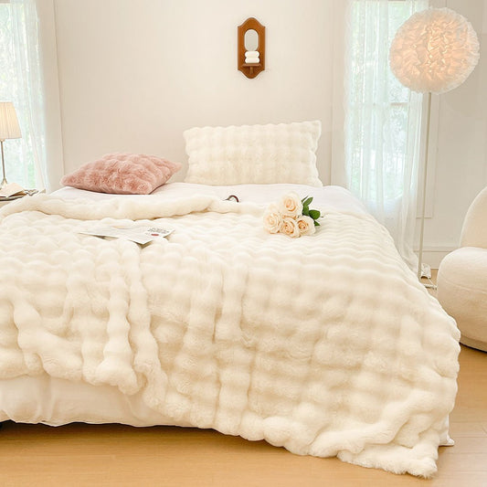 SOGA 200cm Creamy White Fur Fuzzy Super Soft and Cozy Fluffy Throw Blanket - UrbanNest Co