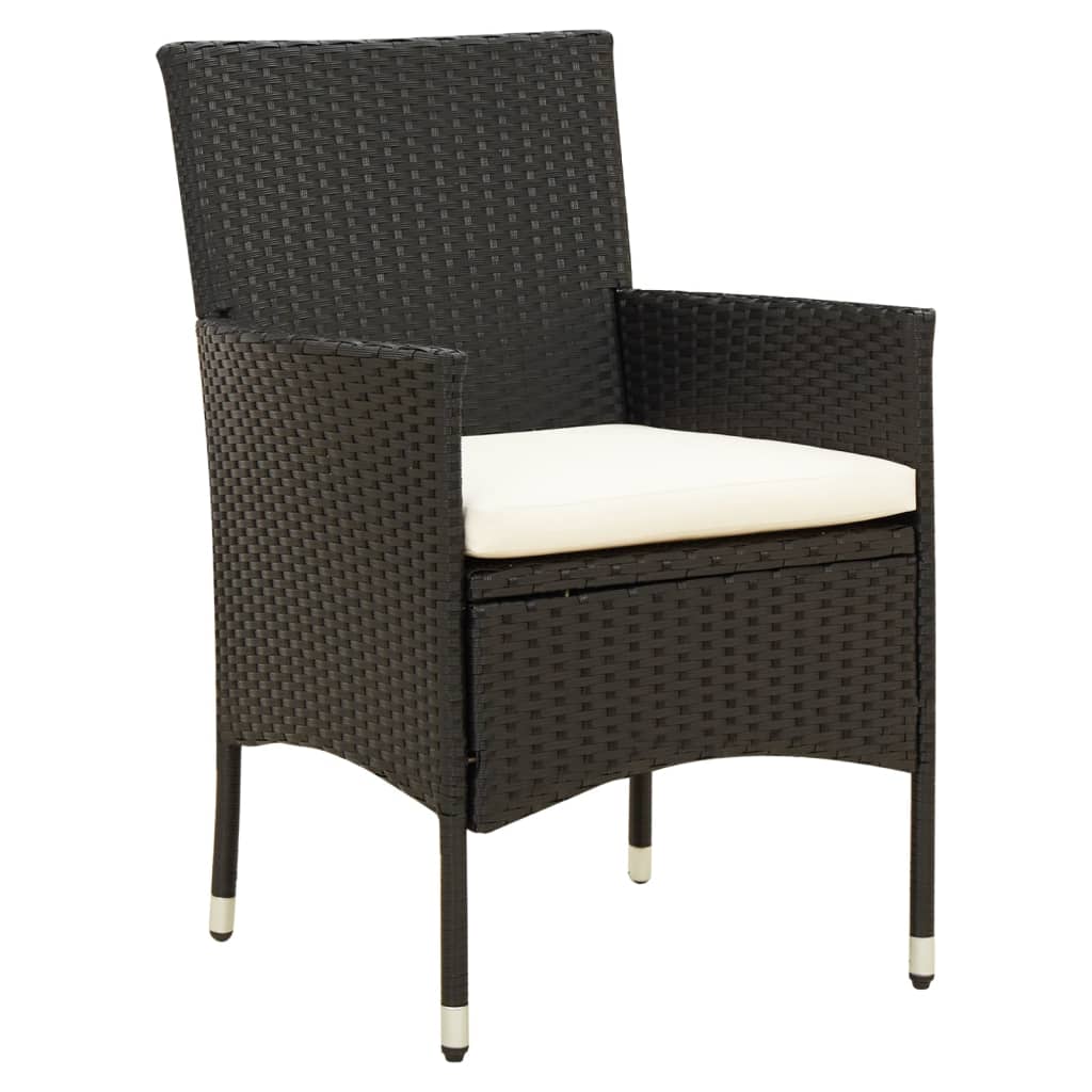 NNEVL 7 Piece Outdoor Dining Set with Cushions Poly Rattan Black - UrbanNest Co