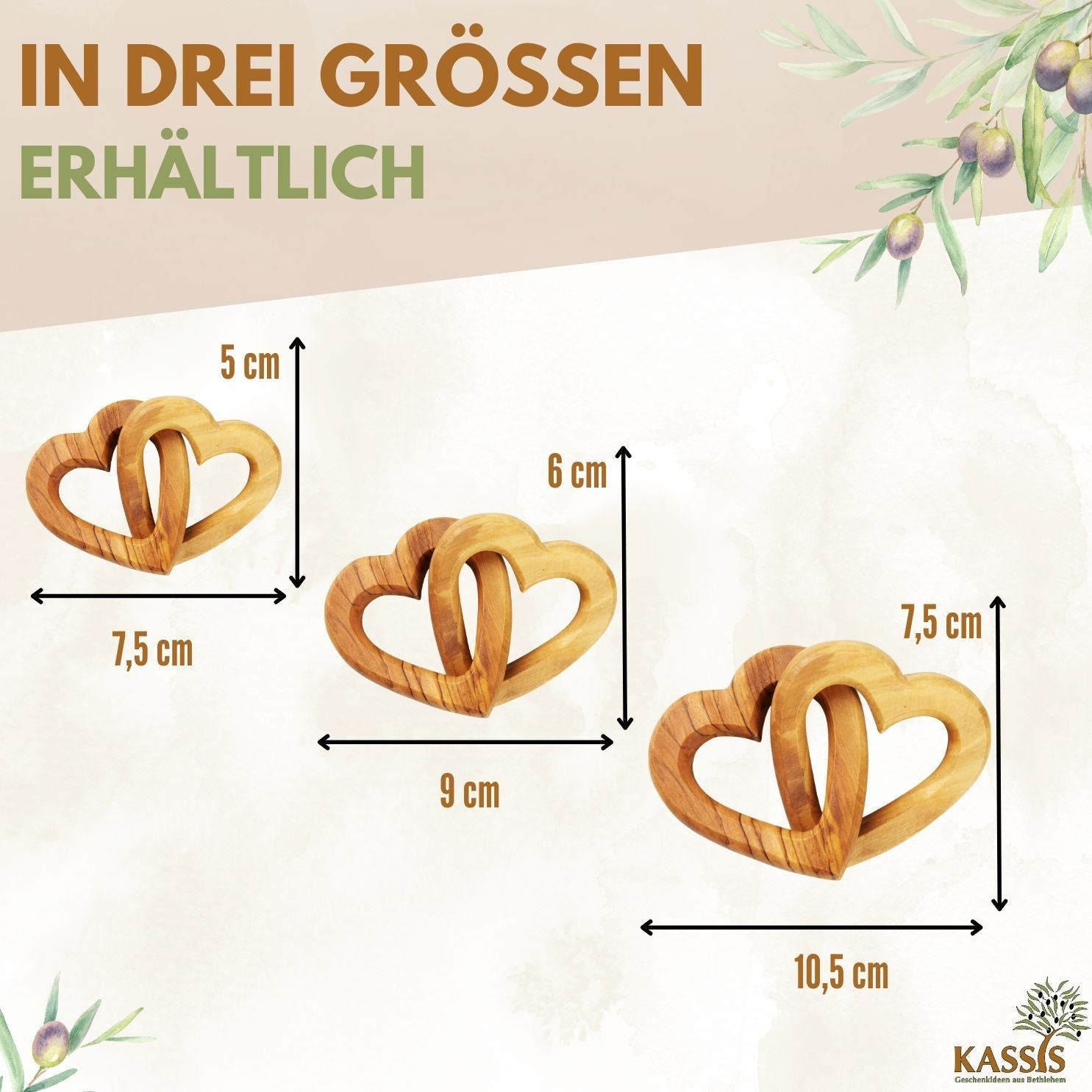 Olivenholz verbundene Herzen | Geschenk Hochzeit, Verlobung, Valentinstag, Jahrestag, Liebe - UrbanNest Co
