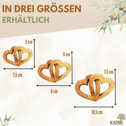 Olivenholz verbundene Herzen | Geschenk Hochzeit, Verlobung, Valentinstag, Jahrestag, Liebe - UrbanNest Co