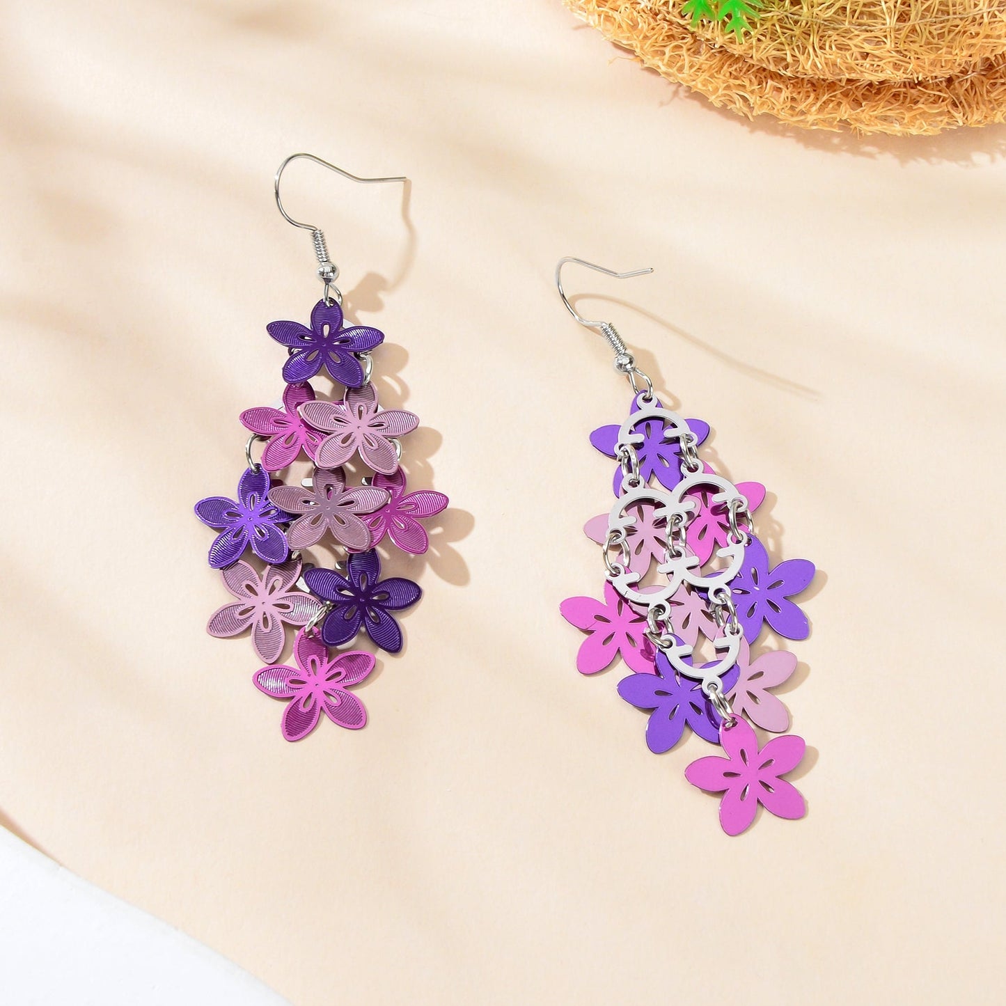 Fashion Colorful Multiple Layered Flower Dangle Chandelier Earrings Women Party Jewelry Accessories - UrbanNest Co