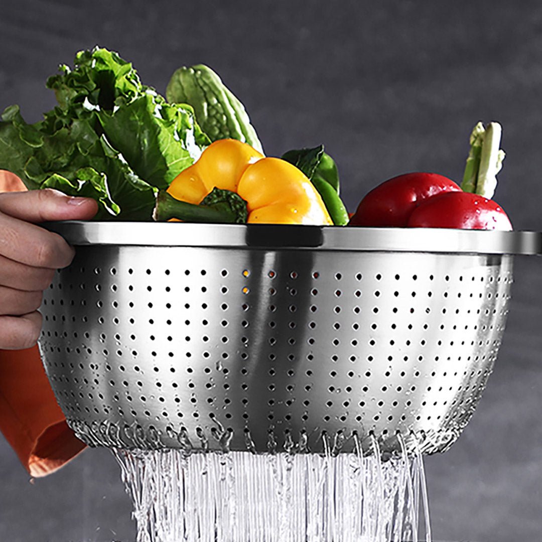 SOGA 2X Stainless Steel Nesting Basin Colander Perforated Kitchen Sink Washing Bowl Metal Basket Strainer Set of 4 - UrbanNest Co