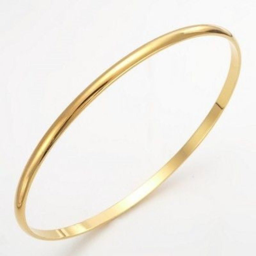 18ct Heavy Yellow Gold Plated Plain 3mm Bangle - USA Made - UrbanNest Co