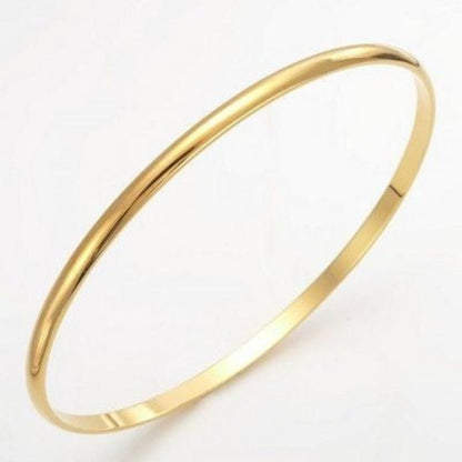 18ct Heavy Yellow Gold Plated Plain 3mm Bangle - USA Made - UrbanNest Co