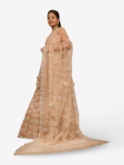 Semi - Stitched Lehenga with Soft Net Fabric & Multi beads work by Shreekama - UrbanNest Co