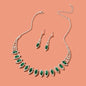 Luxurious Jewellery Set Green Imitation Gemstone Collar Necklace Dangle Earrings - UrbanNest Co