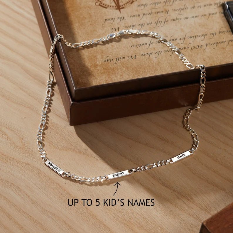 Dad Necklace With Kids Names, Engraved Dad Necklace - UrbanNest Co