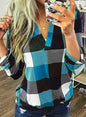 Stylish Plaid Flannel Shirt - Soft Long Sleeve V - Neck Top With Relaxed - UrbanNest Co