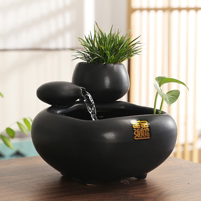 Wealth - Bringing Flowing Water Ornament, Ceramic Mini Desktop Decoration for Living Room - UrbanNest Co