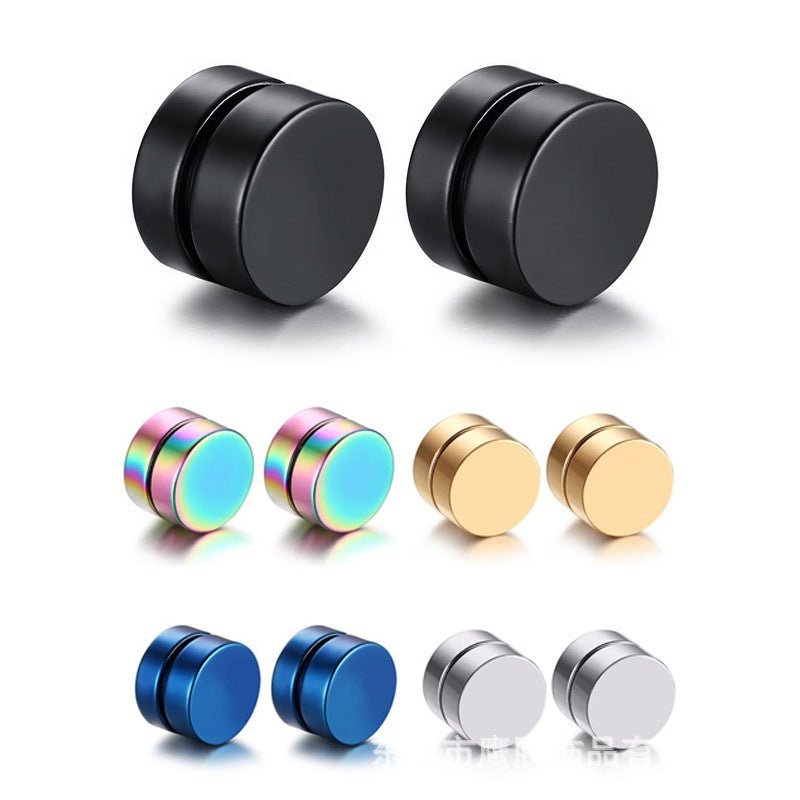 Men's Magnetic Disc Earrings, Punk Fake Ear Studs Jewelry - UrbanNest Co