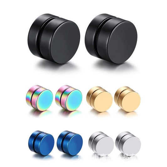Men's Magnetic Disc Earrings, Punk Fake Ear Studs Jewelry - UrbanNest Co