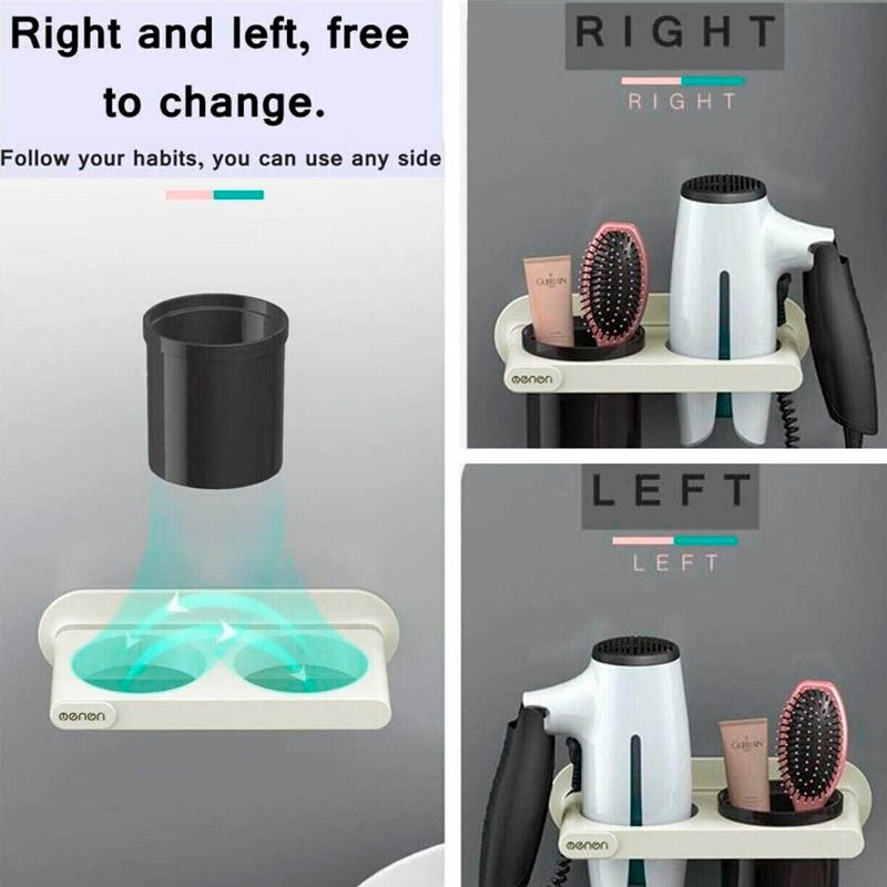 Bathroom Mounted Wall Suction Cup Hair Dryer Holder Hanger Shelf Rack Storage Au - UrbanNest Co