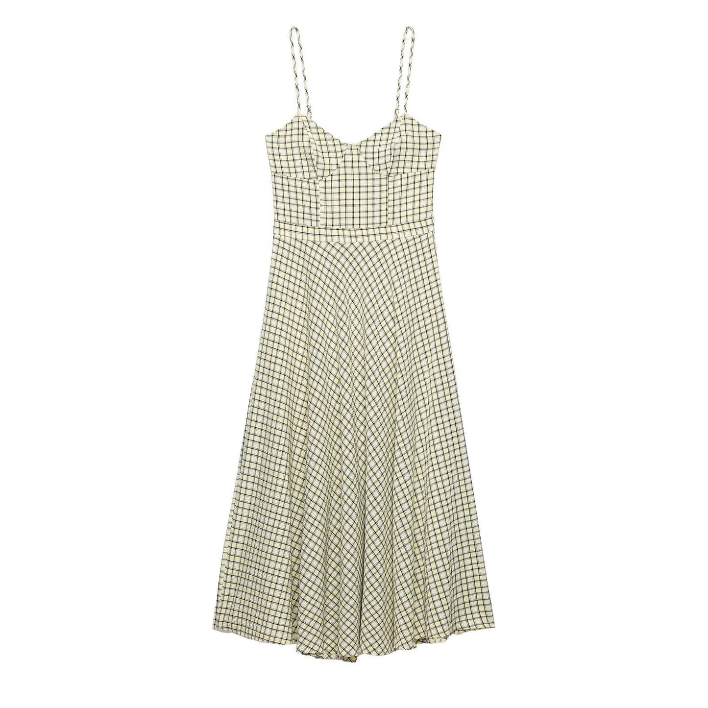 Checkered camisole MIDI dress for women's wear - UrbanNest Co