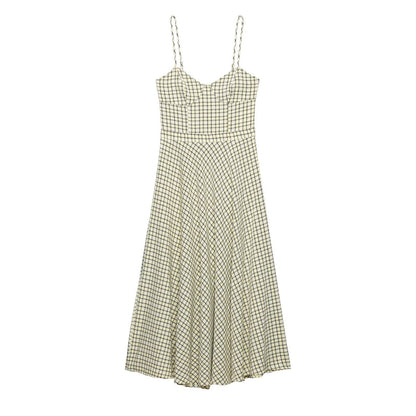 Checkered camisole MIDI dress for women's wear - UrbanNest Co