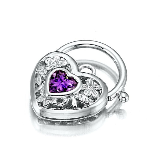 925 Sterling Silver Plated Purple Filigree Heart Locket - USA Made - UrbanNest Co