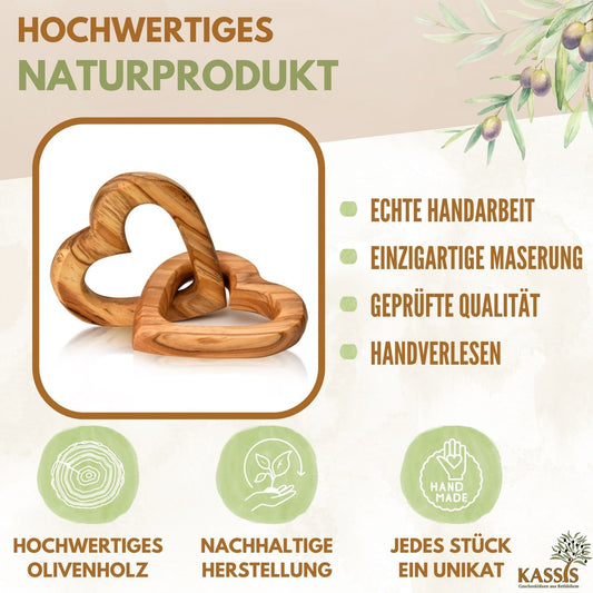 Olivenholz verbundene Herzen | Geschenk Hochzeit, Verlobung, Valentinstag, Jahrestag, Liebe - UrbanNest Co